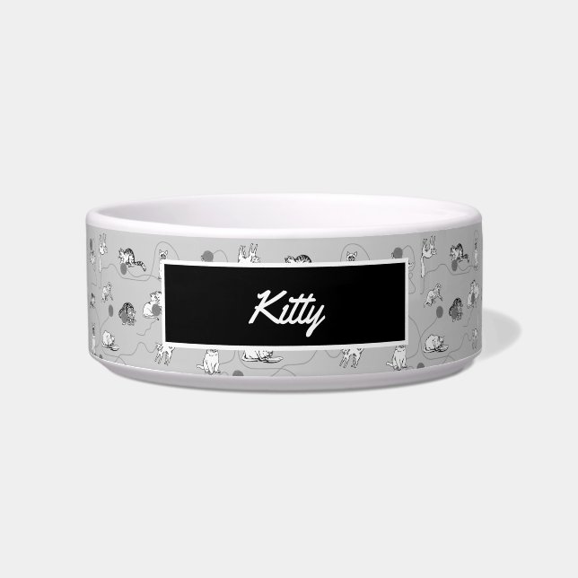 Tigela Gatos Bonitos Brincando E Sendo Um Pet Malvado (Frente)