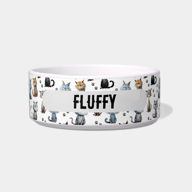 Tigela Gatos com rosto rabugento Imprime o padrão (Frente)