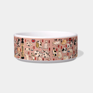 Tigela gatos japoneses Ukiyo-e Kitty engraçado