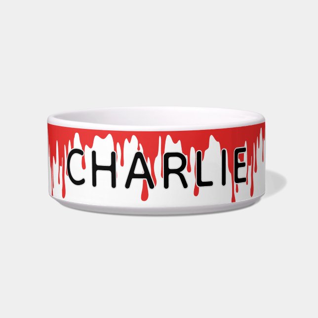 Tigela Gatos Legal de Sangue de Halloween Personalizados (Frente)