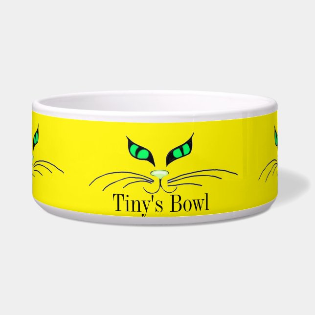 Tigela Gatos Verdes Olhos de Comida (Frente)