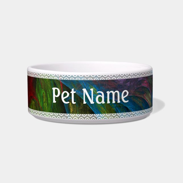 Tigela Gênesis Blue Abstrato Art Cat Bowl (Frente)