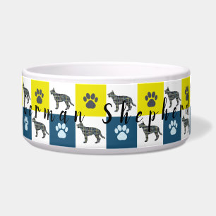 Tigela german shepherd e Pata Amarelo e Azul Grade Cachor