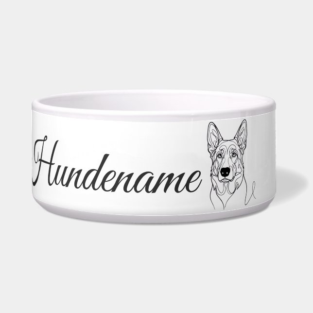 Tigela German Shepherd Line Art personalized bowl (Frente)