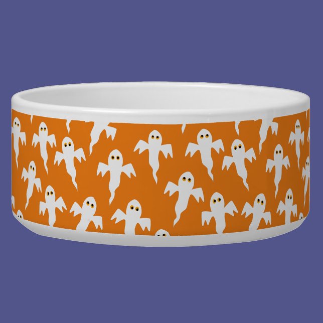 Tigela Ghost Halloween bonito (Cute ghost orange pet bowl)