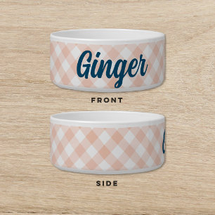 Tigela Gingham Green Pink Dog Pet Bowl