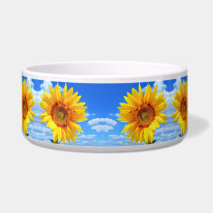 Tigela Girassol Amarelo e Abelhas no Céu Azul - Dia do V