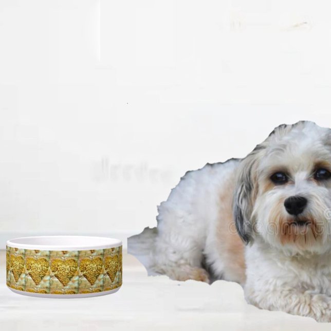 Tigela Glimmer Do Amor (Dish up a little love, with this elegant, Glimmer Of Love Pet Bowl!)