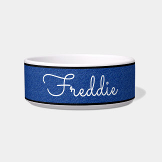 Tigela Glitter Azul Chic - Glitter de Cat Bowl Personaliz