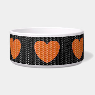 Tigela Glitter Cardíaco Preto Laranja de Cão