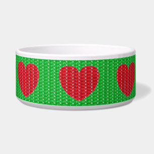 Tigela Glitter Verde Coração Vermelho Cão