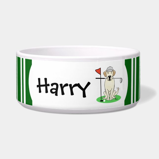 Tigela Golf Golfing Yellow Lab Labrador Retriever Cachorr (Frente)