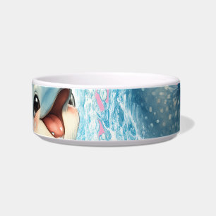 Tigela Golfinho Fofo Sorridente Design de Animal Marinho