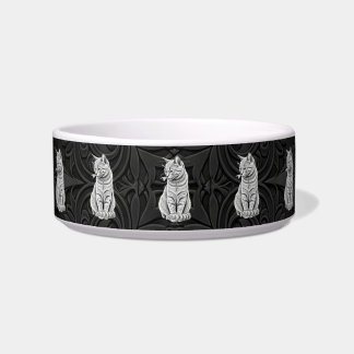Tigela Gothic Black 3D Geometric Cat Ceramic Pet Bowl