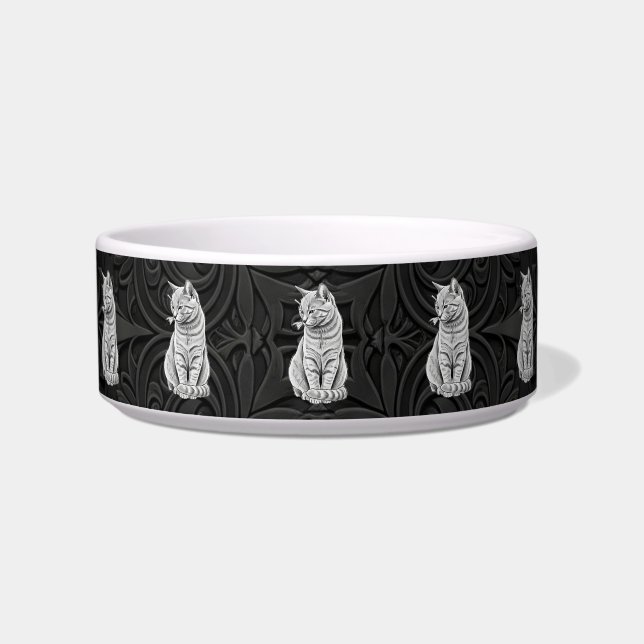 Tigela Gothic Black 3D Geometric Cat Ceramic Pet Bowl (Frente)