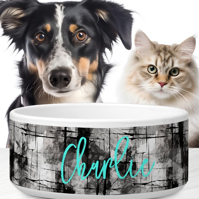 Tigela Grafite grunge aqua nome personalizado azul (Graffiti grunge aqua blue custom name bowl)