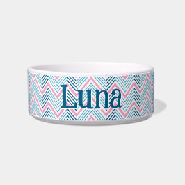 Tigela Grande Chevron Zag em Rosa e Aqua