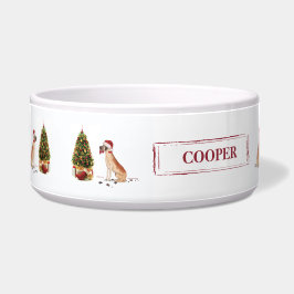 Tigela Grande Dane Engraçado Cachorro de Natal com Árvore