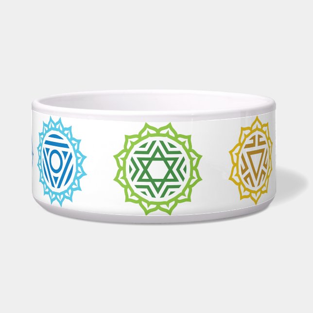 Tigela Grande para Cão de Energia dos 7 Chakras (Frente)