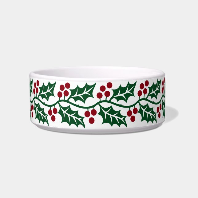 Tigela Green Holly and Red Berries Christmas Pattern (Frente)