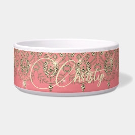 Tigela Grelha elegante de colar dourado de pêssego rosa