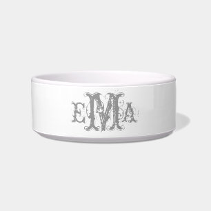 Tigela Grunge Chic Personalizado Monograma Pet Bowl