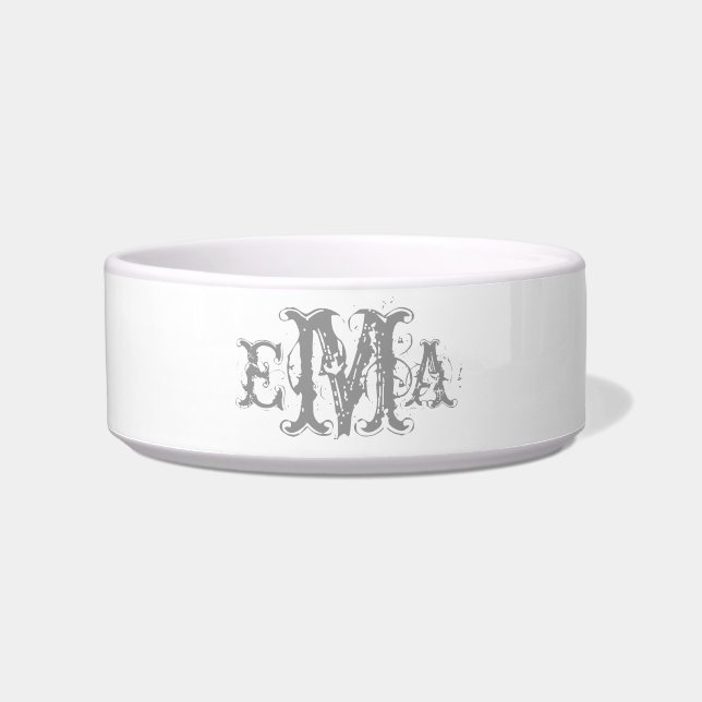 Tigela Grunge Chic Personalizado Monograma Pet Bowl (Frente)