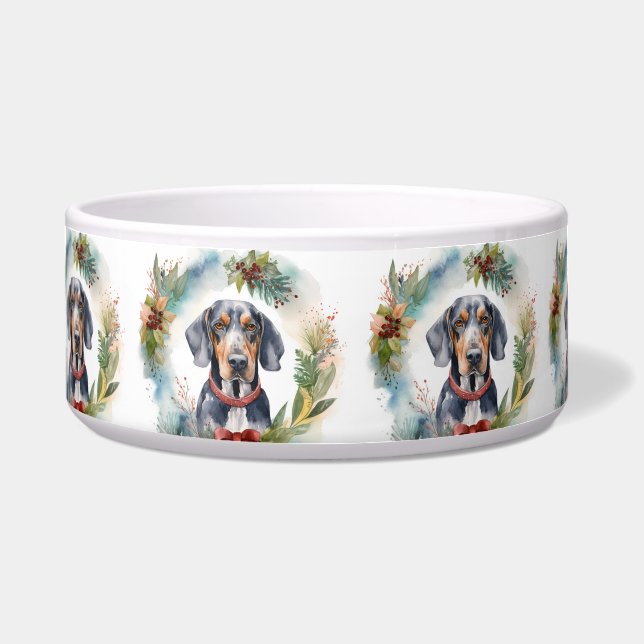 Tigela Guirlanda de Natal do Cão de Caça Bluetick Coonhou (Frente)