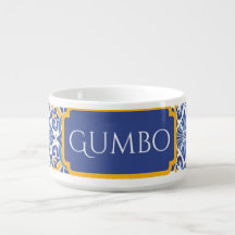 Gumbo Bowl Azul e Amarelo Decorado