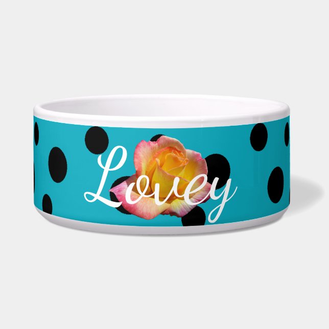 Tigela HAMbyWhiteGlove - Dog Comida Bowl - Bolinhas Preta (Frente)