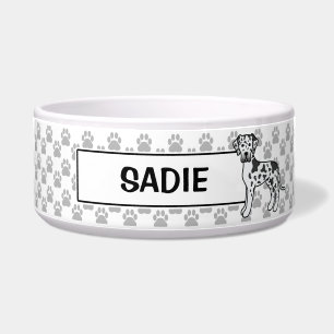 Tigela Harlequin Great Dane Dog Desenho Com Nome De Pet