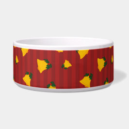 Tigela Holiday Red Gold Stripe Bells Christmas