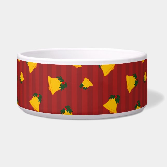 Tigela Holiday Red Gold Stripe Bells Christmas (Frente)