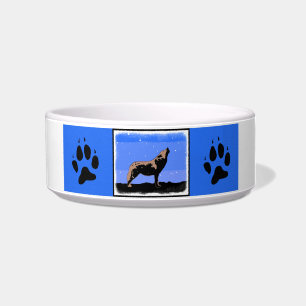 Tigela Howling Wolf no inverno - Arte original sobre a vi