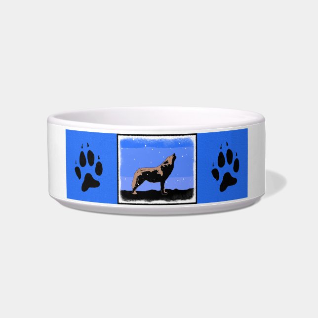 Tigela Howling Wolf no inverno - Arte original sobre a vi (Direita)