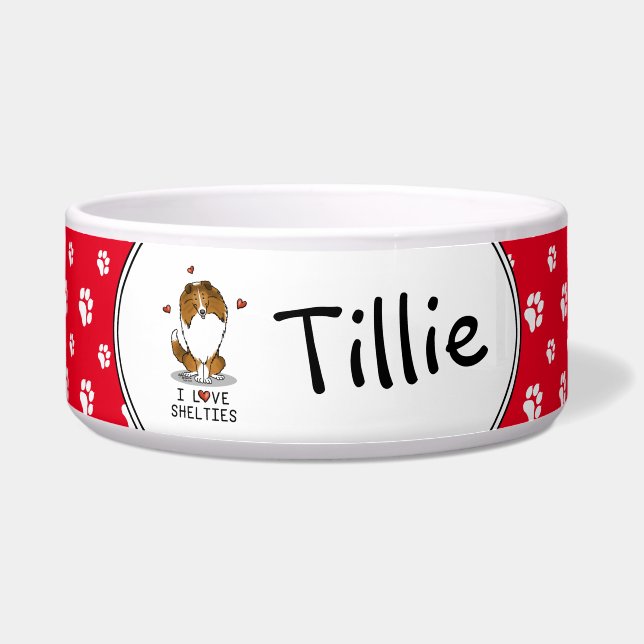 Tigela I Love Shels (sable 2) Shetland Sheepdog Cute (Frente)