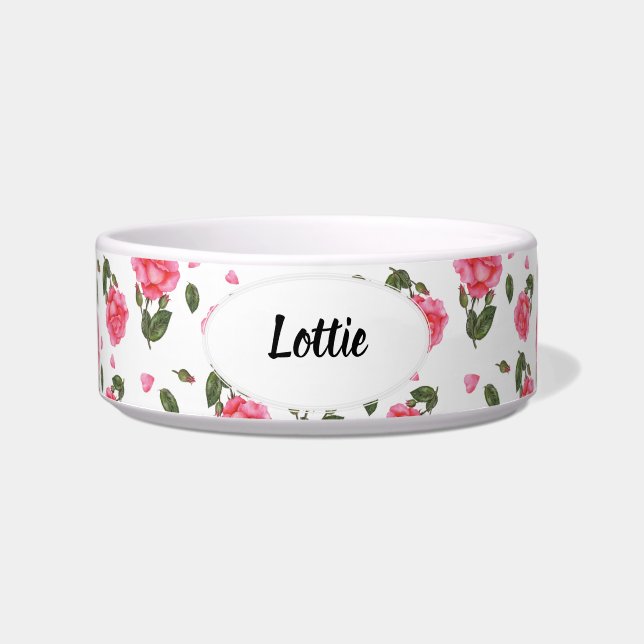 Tigela Ilustração Botânica Rosa-Rosa-Rosa-Vidro (Frente)