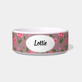 Tigela Ilustração Botânica Rosa-Rosa-Rosa-Vidro