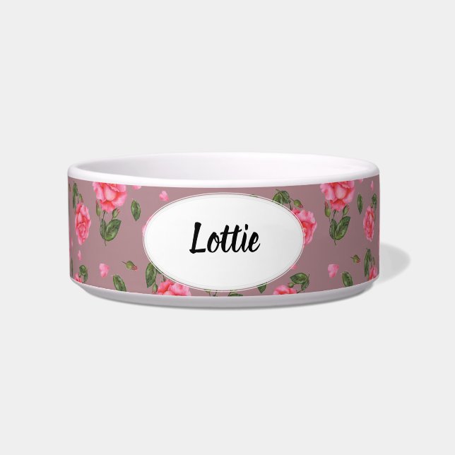 Tigela Ilustração Botânica Rosa-Rosa-Rosa-Vidro (Frente)