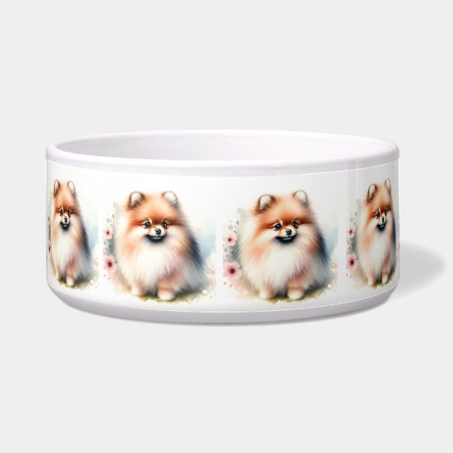 Tigela Ilustração de aquarela da Pomerânia Cuta (Frente)