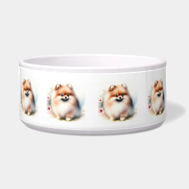 Tigela Ilustração de aquarela da Pomerânia Cuta