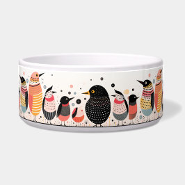 Tigela Ilustração de aves com pontos e faixas