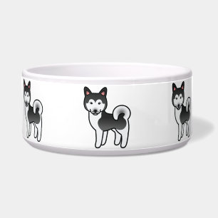 Tigela Ilustração de Cachorro Malamuto Negro E Branco