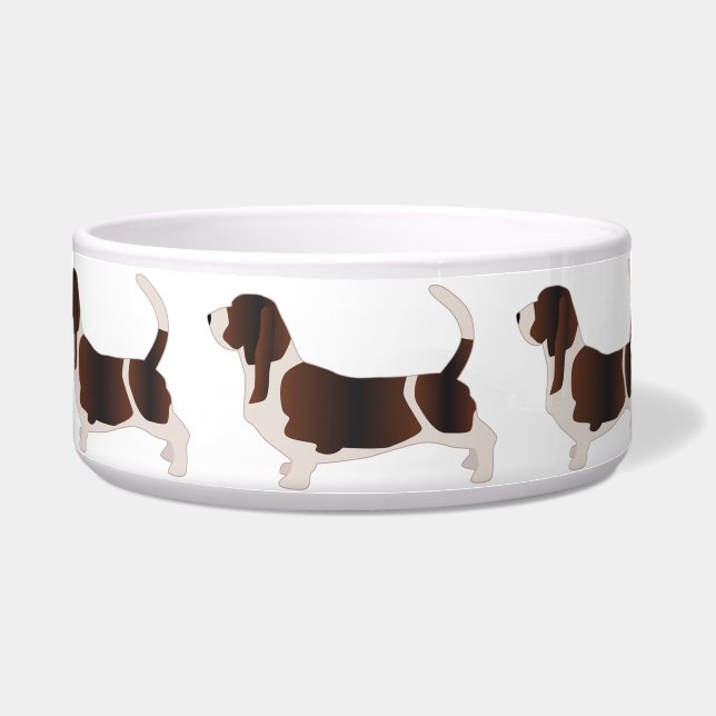 Tigela Ilustração de Silhueta de Cachorro Basset (Frente)