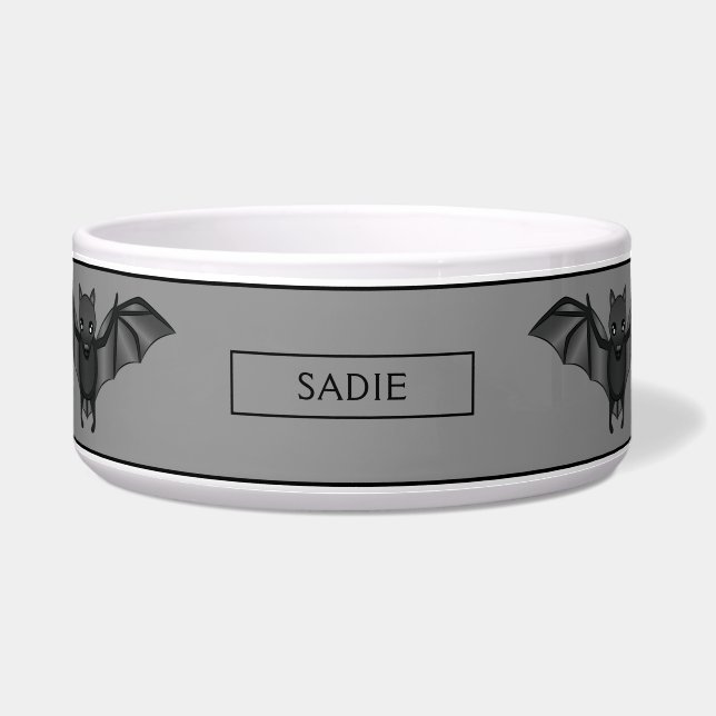 Tigela Ilustração e nome do Bat Halloween de Cartoon Boni (Frente)