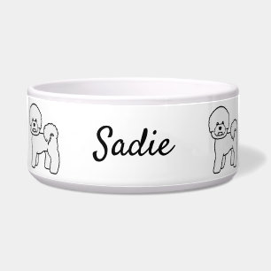 Tigela Ilustração e Nome do Cão Bichon Frise Cute