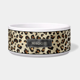 Tigela Impressão Animal Leopardo Com Folha Falsa Preta E 