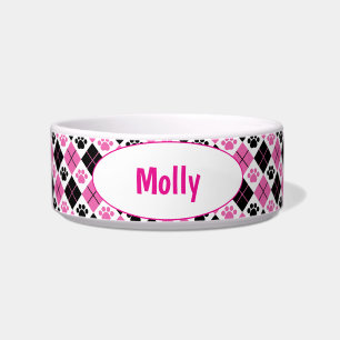 Tigela Impressão cor-de-rosa & preto personalizado da