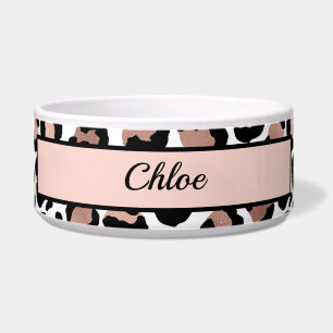 Tigela Impressão de leopardo preto dourado rosa gato cach