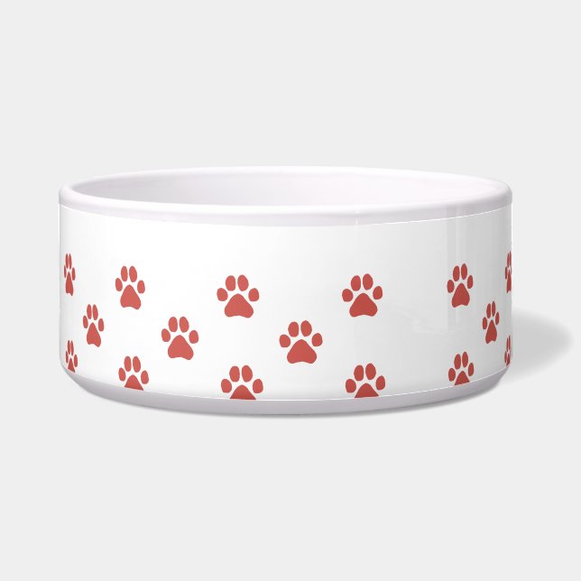 Tigela Impressão de Pata Vermelha Simples de Cachorro Imp (Frente)